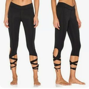 Women's Black Leggings with Crisscross Detail